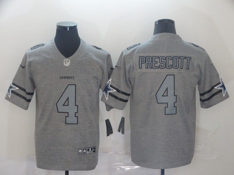 Men Dallas cowboys #4 Prescott Grey Retro Nike NFL Jerseys